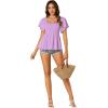 imageLYANER Womens Square Neck Smocked Peplum Top Ruffle Short Sleeve Shirred Babydoll BlouseLavender