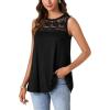 imageLYANER Womens Summer Tops Lace Crew Neck Sleeveless Tunic Shirts Casual Loose Flowy Blouses Tank TopBlack