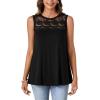 imageLYANER Womens Summer Tops Lace Crew Neck Sleeveless Tunic Shirts Casual Loose Flowy Blouses Tank TopBlack
