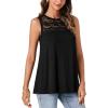 imageLYANER Womens Summer Tops Lace Crew Neck Sleeveless Tunic Shirts Casual Loose Flowy Blouses Tank TopBlack