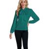 imageLYANER Womens Tie Knot Neck Lantern Long Sleeve Work Blouse Shirt TopGreen