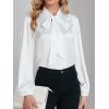 imageLYANER Womens Tie Knot Neck Lantern Long Sleeve Work Blouse Shirt TopWhite