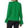 imageLYANER Womens V Neck Ruffle Front Button Down Ruffle Long Sleeve Blouse Top ShirtGreen