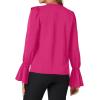 imageLYANER Womens V Neck Ruffle Front Button Down Ruffle Long Sleeve Blouse Top ShirtRose