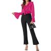 imageLYANER Womens V Neck Ruffle Front Button Down Ruffle Long Sleeve Blouse Top ShirtRose