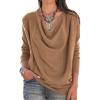imageLYANER Womens Draped Cowl Neck Long Sleeve Tunic Blouse TopKhaki