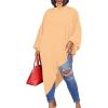 imageLYANER Womens Mock Neck Asymmetrical High Low Balloon Long Sleeve Long Shirt Blouse Tunic TopKhaki