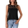imageLYANER Womens Summer Tops Lace Crew Neck Sleeveless Tunic Shirts Casual Loose Flowy Blouses Tank TopBlack