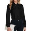 imageLYANER Womens Tie Knot Neck Lantern Long Sleeve Work Blouse Shirt TopBlack