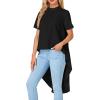 imageLYANER Womens Asymmetrical High Low Short Sleeve Mock Neck Flowy Blouse TopsBlack