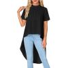 imageLYANER Womens Asymmetrical High Low Short Sleeve Mock Neck Flowy Blouse TopsBlack
