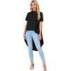 imageLYANER Womens Asymmetrical High Low Short Sleeve Mock Neck Flowy Blouse TopsBlack