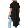 imageLYANER Womens Asymmetrical High Low Short Sleeve Mock Neck Flowy Blouse TopsBlack