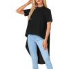 imageLYANER Womens Asymmetrical High Low Short Sleeve Mock Neck Flowy Blouse TopsBlack