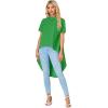 imageLYANER Womens Asymmetrical High Low Short Sleeve Mock Neck Flowy Blouse TopsGreen