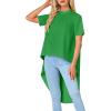 imageLYANER Womens Asymmetrical High Low Short Sleeve Mock Neck Flowy Blouse TopsGreen