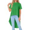 imageLYANER Womens Asymmetrical High Low Short Sleeve Mock Neck Flowy Blouse TopsGreen