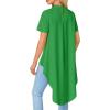 imageLYANER Womens Asymmetrical High Low Short Sleeve Mock Neck Flowy Blouse TopsGreen