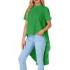 imageLYANER Womens Asymmetrical High Low Short Sleeve Mock Neck Flowy Blouse TopsGreen