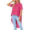 imageLYANER Womens Asymmetrical High Low Short Sleeve Mock Neck Flowy Blouse TopsRose