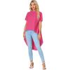 imageLYANER Womens Asymmetrical High Low Short Sleeve Mock Neck Flowy Blouse TopsRose