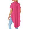 imageLYANER Womens Asymmetrical High Low Short Sleeve Mock Neck Flowy Blouse TopsRose