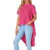 imageLYANER Womens Asymmetrical High Low Short Sleeve Mock Neck Flowy Blouse TopsRose