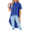 imageLYANER Womens Asymmetrical High Low Short Sleeve Mock Neck Flowy Blouse TopsRoyal Blue