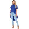 imageLYANER Womens Asymmetrical High Low Short Sleeve Mock Neck Flowy Blouse TopsRoyal Blue
