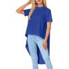 imageLYANER Womens Asymmetrical High Low Short Sleeve Mock Neck Flowy Blouse TopsRoyal Blue
