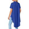 imageLYANER Womens Asymmetrical High Low Short Sleeve Mock Neck Flowy Blouse TopsRoyal Blue