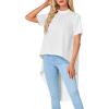 imageLYANER Womens Asymmetrical High Low Short Sleeve Mock Neck Flowy Blouse TopsWhite