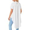 imageLYANER Womens Asymmetrical High Low Short Sleeve Mock Neck Flowy Blouse TopsWhite