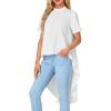 imageLYANER Womens Asymmetrical High Low Short Sleeve Mock Neck Flowy Blouse TopsWhite