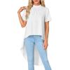 imageLYANER Womens Asymmetrical High Low Short Sleeve Mock Neck Flowy Blouse TopsWhite