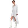 imageLYANER Womens Collar Button Down Flowy High Low Hem Long Sleeve Blouse Shirt TopWhite