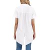 imageLYANER Womens Collar V Neck Split Hem Button Down Long Sleeve Long Shirt Blouse Tunic TopWhite