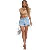 imageLYANER Womens Collar V Neck Wrap Front Cross Tie Back Cap Sleeve Crop Top BlouseKhaki