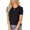imageLYANER Womens Crewneck Puff Short Sleeve Casual Regular Fit Basic Tops Shirts BlouseBlack