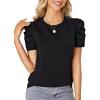 imageLYANER Womens Crewneck Puff Short Sleeve Casual Regular Fit Basic Tops Shirts BlouseBlack