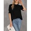 imageLYANER Womens Frill Mock Neck Pletaed Puff Short Sleeve Chiffon Blouse Shirt TopBlack
