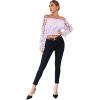 imageLYANER Womens Off Shoulder Floral Mesh Long Sleeve Ruffle Trim Crop Blouse TopLight Purple