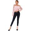 imageLYANER Womens Off Shoulder Floral Mesh Long Sleeve Ruffle Trim Crop Blouse TopPink