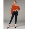 imageLYANER Womens Off Shoulder Floral Mesh Long Sleeve Ruffle Trim Crop Blouse TopRust Red