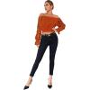 imageLYANER Womens Off Shoulder Floral Mesh Long Sleeve Ruffle Trim Crop Blouse TopRust Red