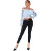 imageLYANER Womens Off Shoulder Floral Mesh Long Sleeve Ruffle Trim Crop Blouse TopSky Blue