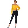 imageLYANER Womens Off Shoulder Floral Mesh Long Sleeve Ruffle Trim Crop Blouse TopYellow