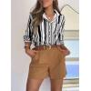imageLYANER Womens Striped Button Down Shirt Collared Long Sleeve Blouse TopBlack