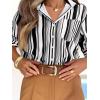 imageLYANER Womens Striped Button Down Shirt Collared Long Sleeve Blouse TopBlack