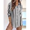 imageLYANER Womens Striped Button Down Shirt Collared Long Sleeve Blouse TopBlack